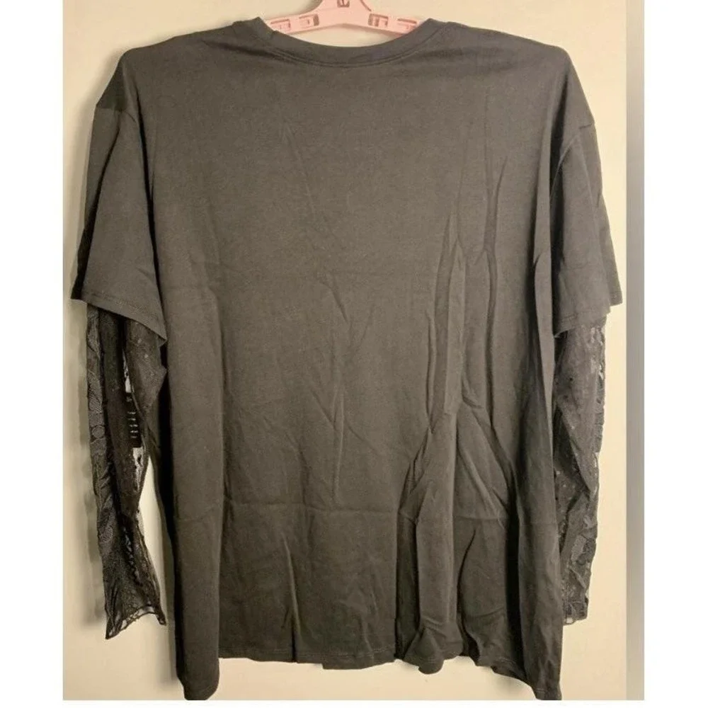 NWT‎ Torrid Lips Two-For Cotton Jersey Lace Sleeve Tee 2X